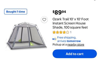 Ozark Trail 10x10 Instant Screen House Shade