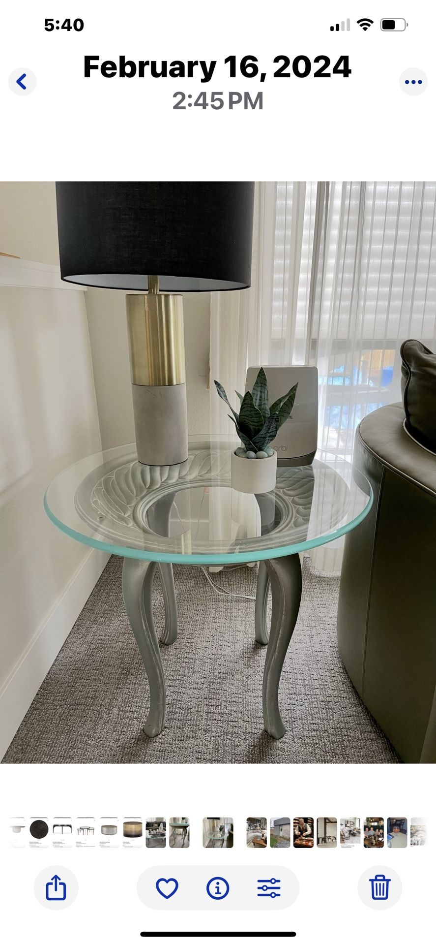 Round Metal & Glass End Table