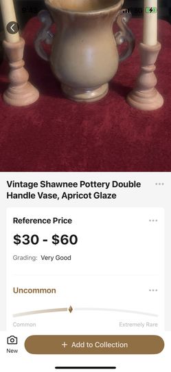 Vintage Shawnee Pottery Doubled Handle Vase, Apricot Glaze