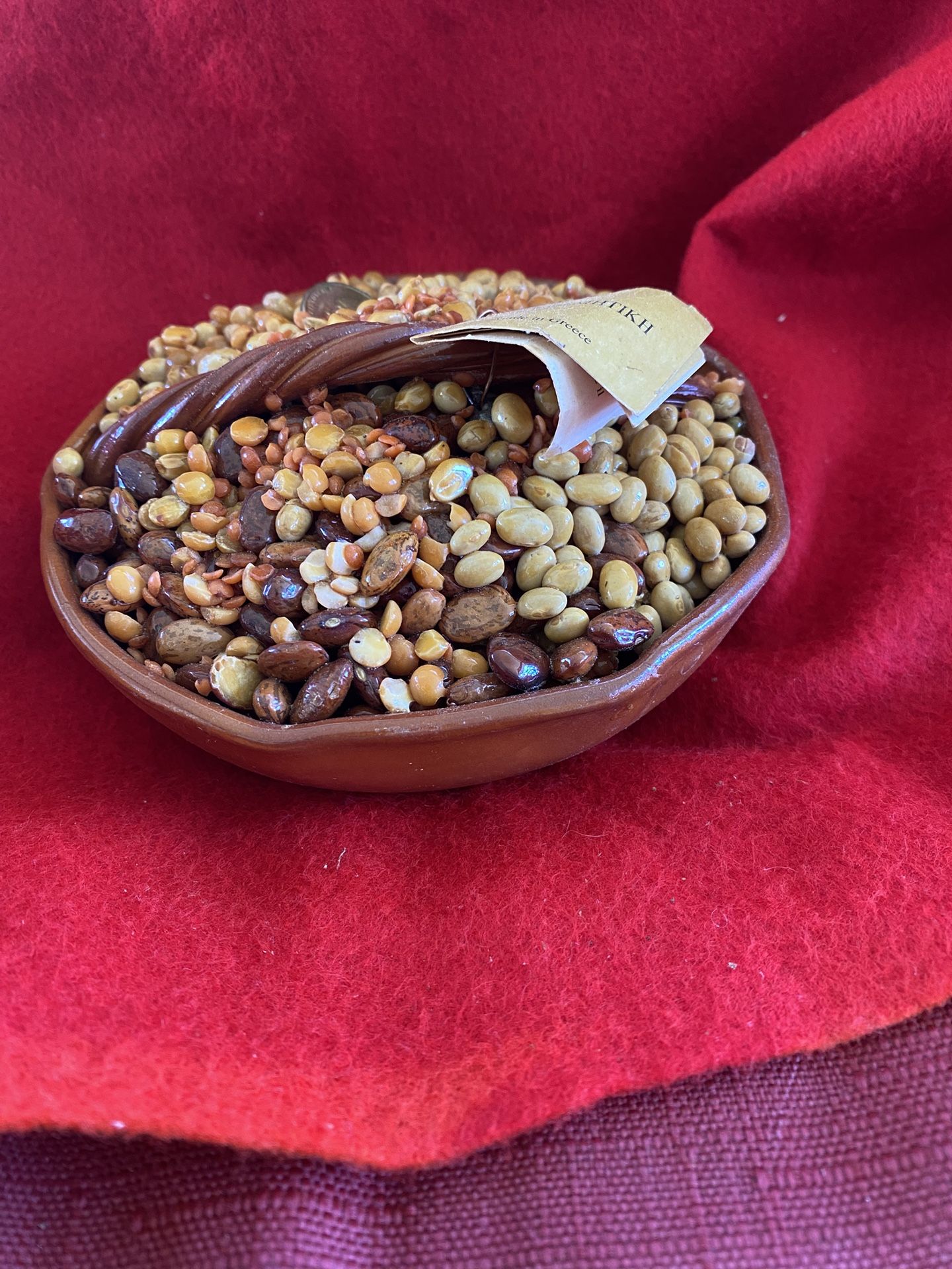 5.75 Inch Round Decorative Greek Basket Of Fortune Imported From Greece