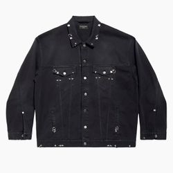 Balenciaga Pierced Denim Jacket In Black New