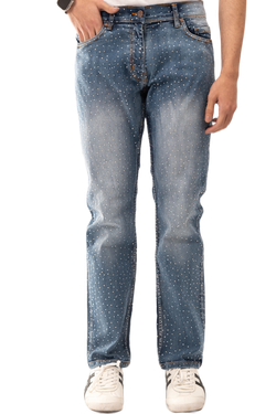 Men's Rhinestone Studded Jeans – Blue – Sizes 28-38