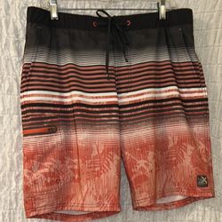 ZeroXposur Orange and Black Swim Shorts Gradient Design, Size: M/M