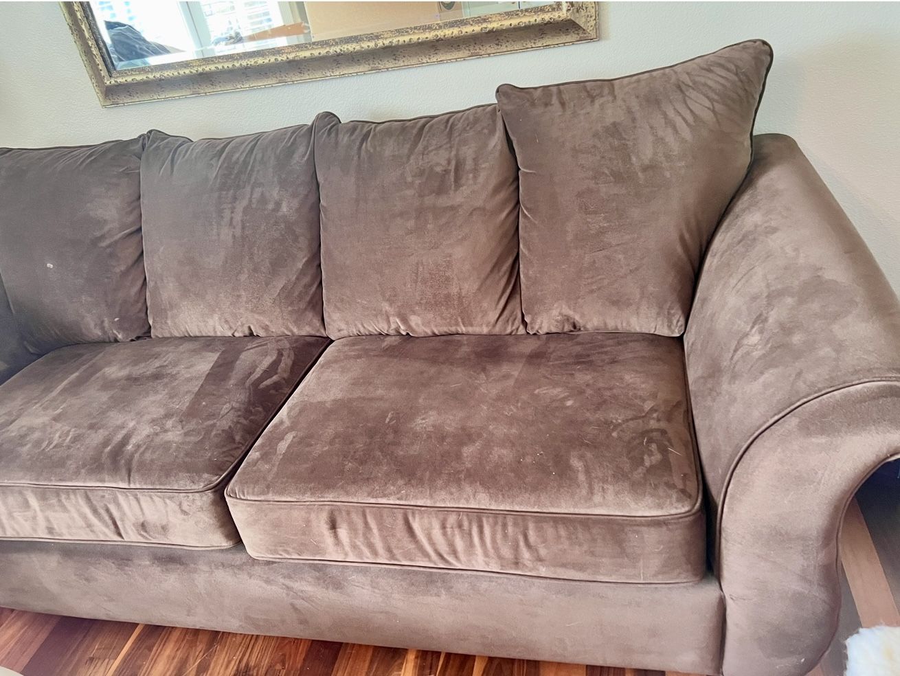 Brown Velvet Sofa $25