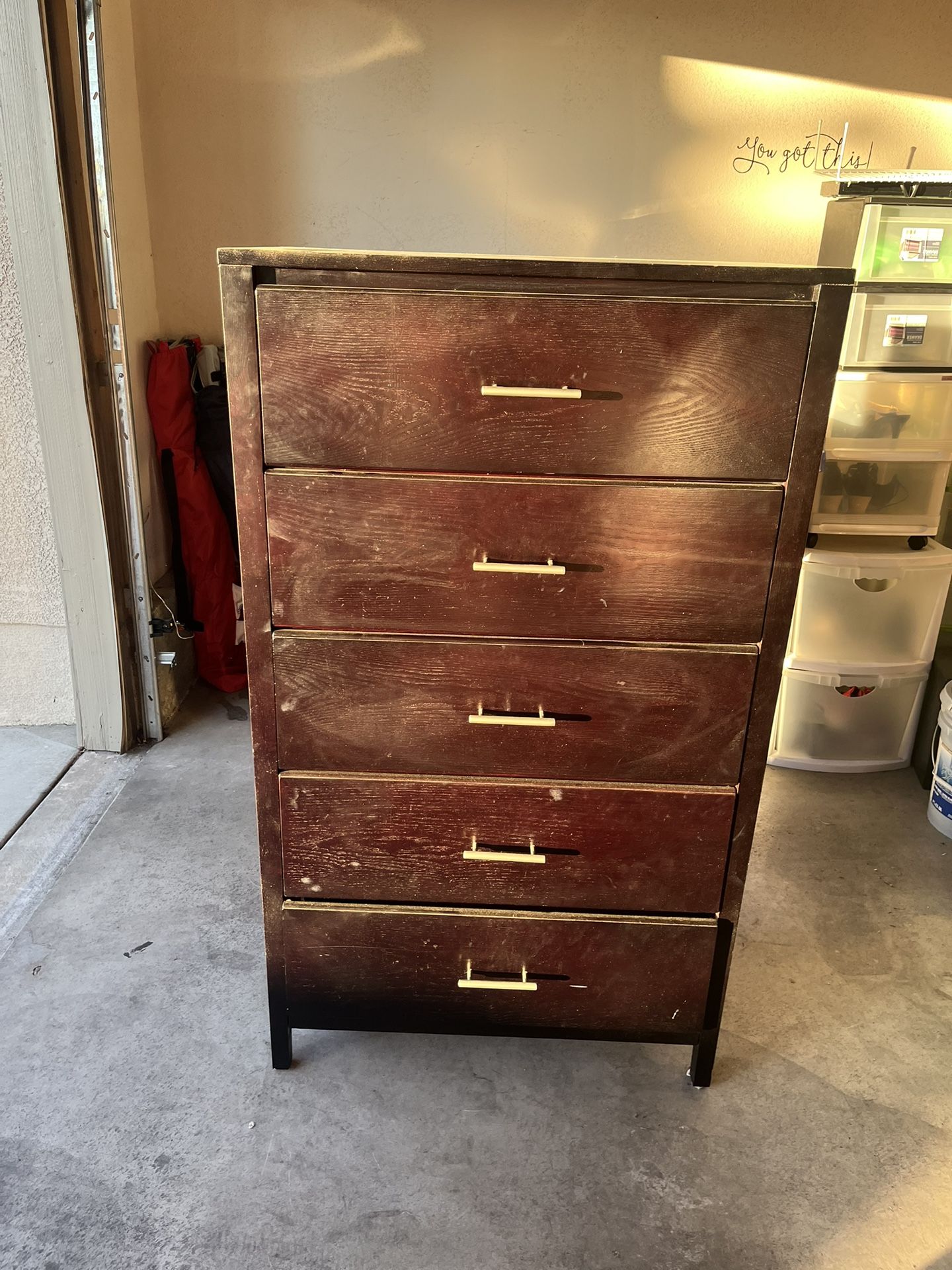 5 Drawer Black Dresser With 2 Night Stands.
