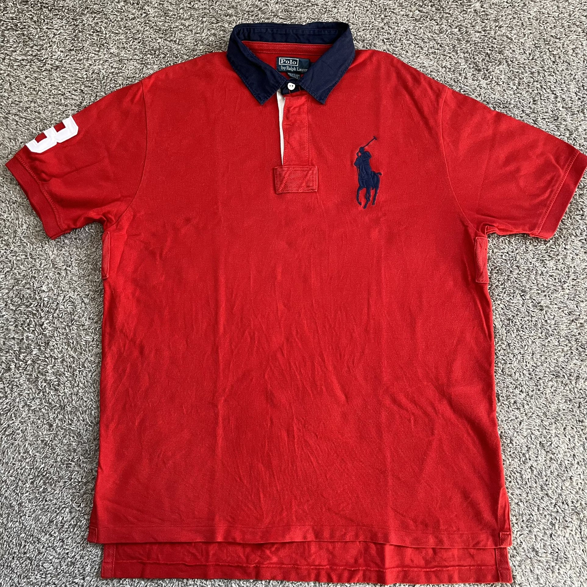 🔴Polo Ralph Lauren Shirt Size XL Big Pony Red Navy Blue