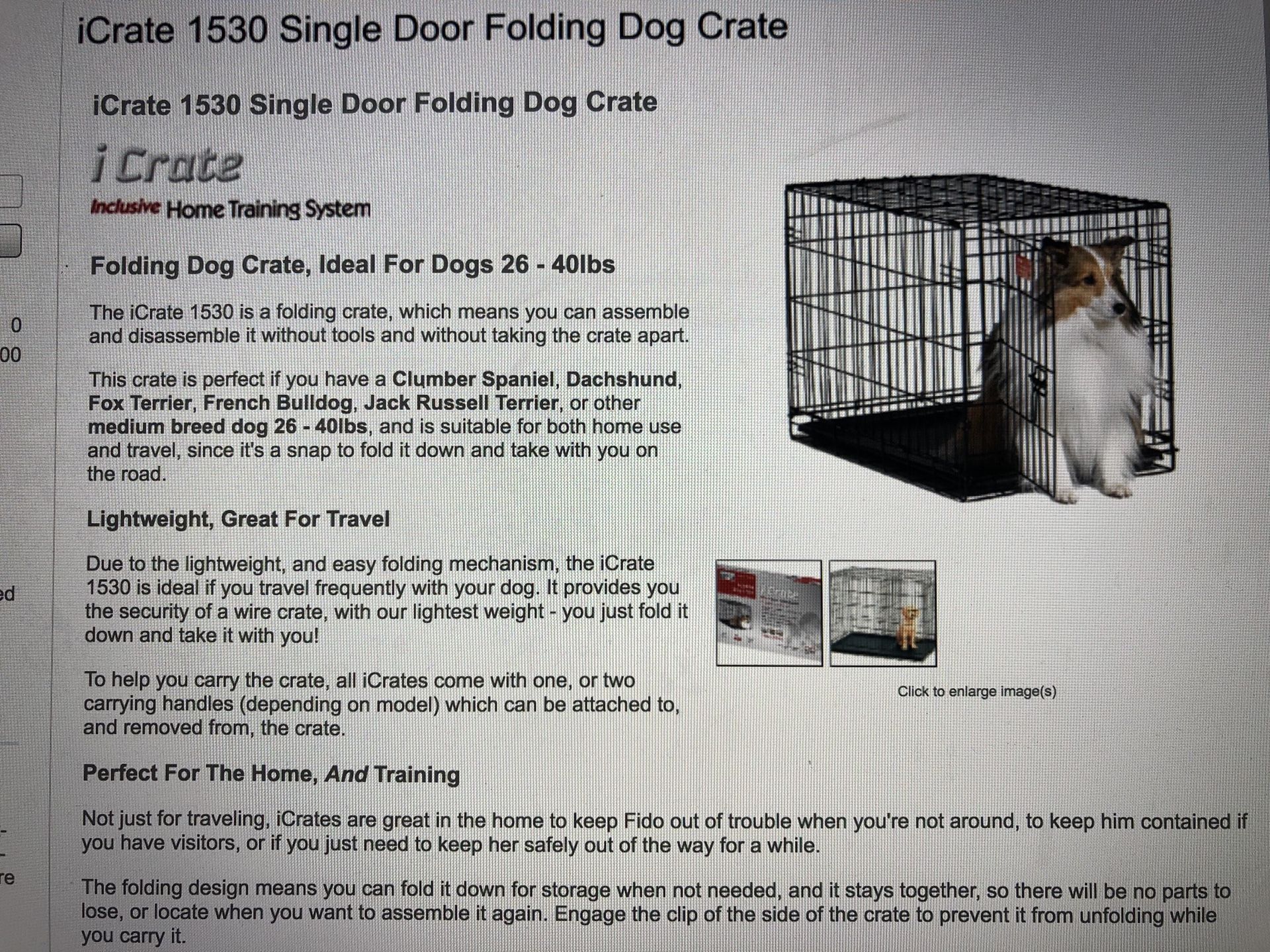 iCrate 1530 single door folding Dog crate