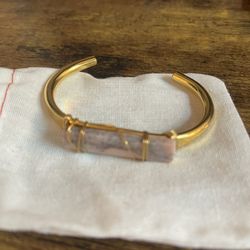 Cuff Bracelet | Gold Pink And Gray Stone Cuff Bracelet 