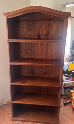 Solid Wood Bookcase with Arched Top