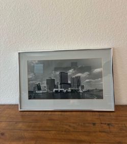 Modern Framed Black & White City Skyline Wall Art