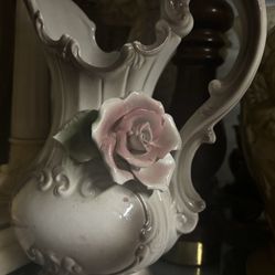 Beautiful Vintage Capodimonte Floral Pitcher 