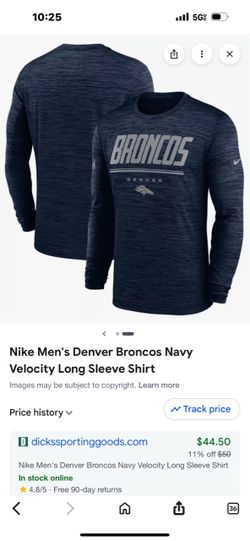 Nike Men's Denver Broncos Navy Velocity Long Sleeve Shirt