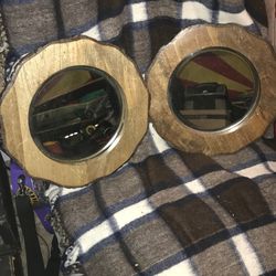 Real oak tree center ring hanging mirrors