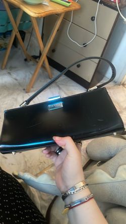 Guess Black Patent Leather Clutch Handbag
