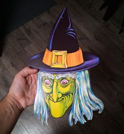 Vintage Halloween Beistle Witch Die Cut Decoration