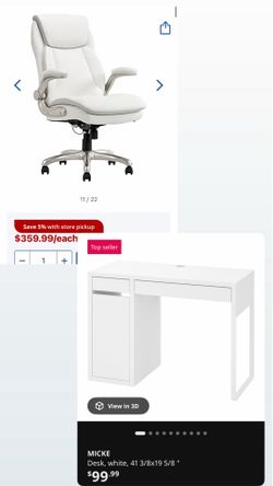 Serta white Chair desk, ikea white MICKE desk combo