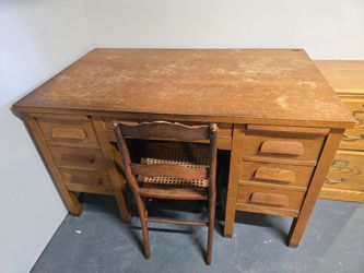Solid oak desk mid century