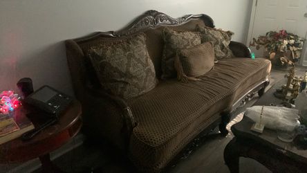 Victorian Style Carved Wood Sofa