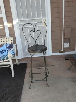 Vintage bar stool, wrought iron