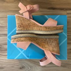 Pink Cork Wedge Platform Sandals