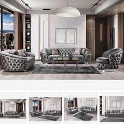 Lupino Gray Velvet Sofa & Loveseat