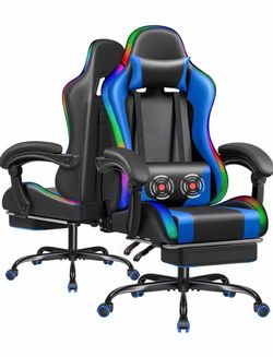 RGB Gaming Chair with Footrest and Massage Lumbar