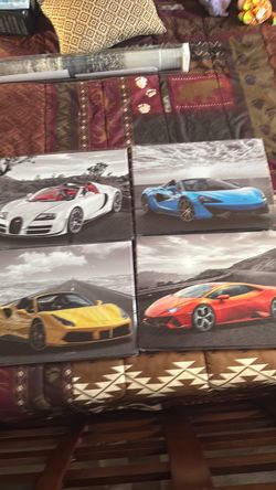 Set of 4 Supercar Canvas Wall Art Prints