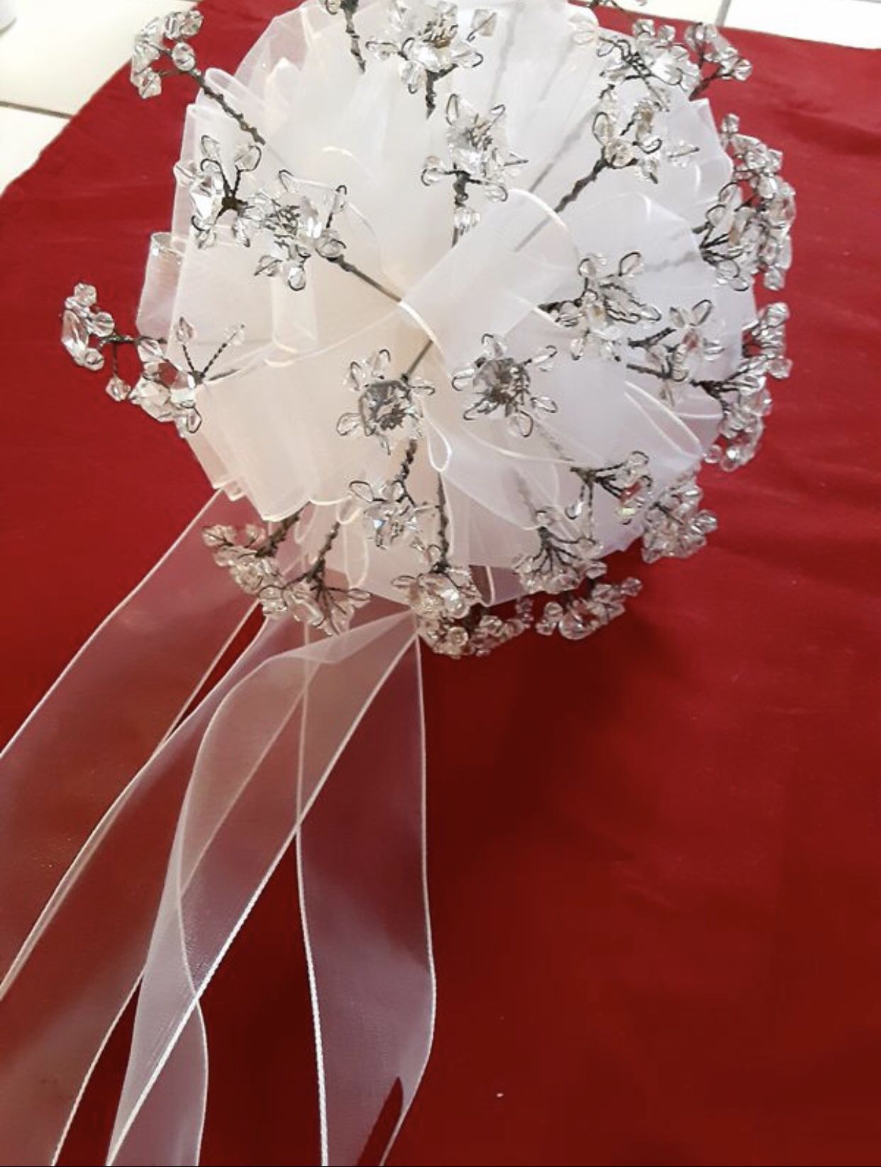 Wedding bouquet with crystals you can add fresh flowers