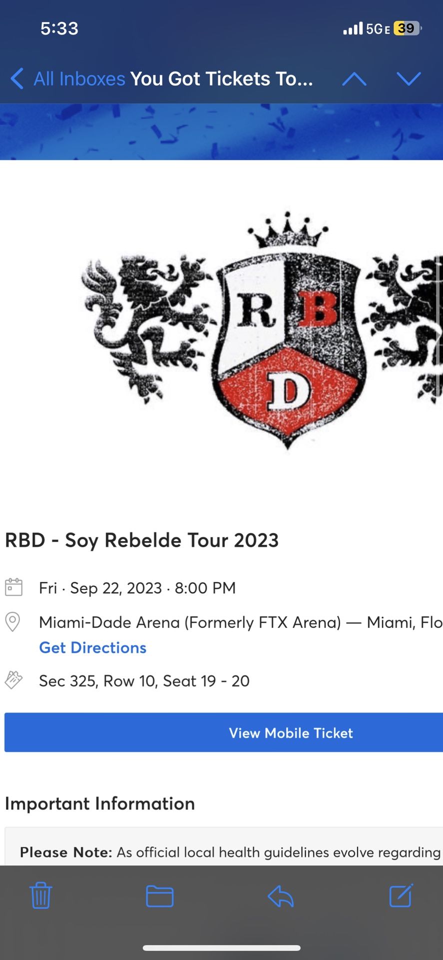 RBD Tickets Rebelde