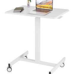 Mobile Portable Adjustable Rolling Desk With Lockable Wheels