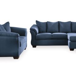 Sofa Chaise and Loveseat Set 