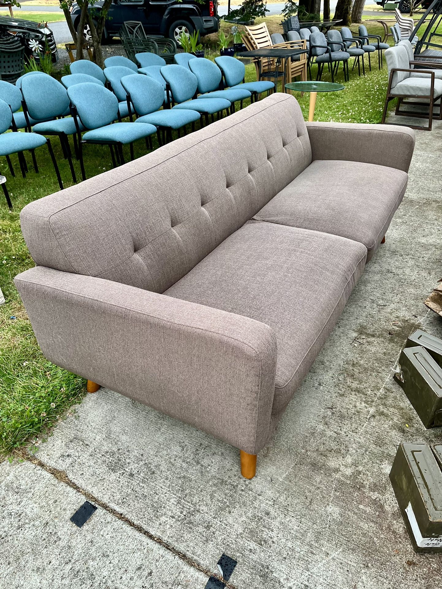 Nice Bronze Tweed Mcm Style 7’ Sofa