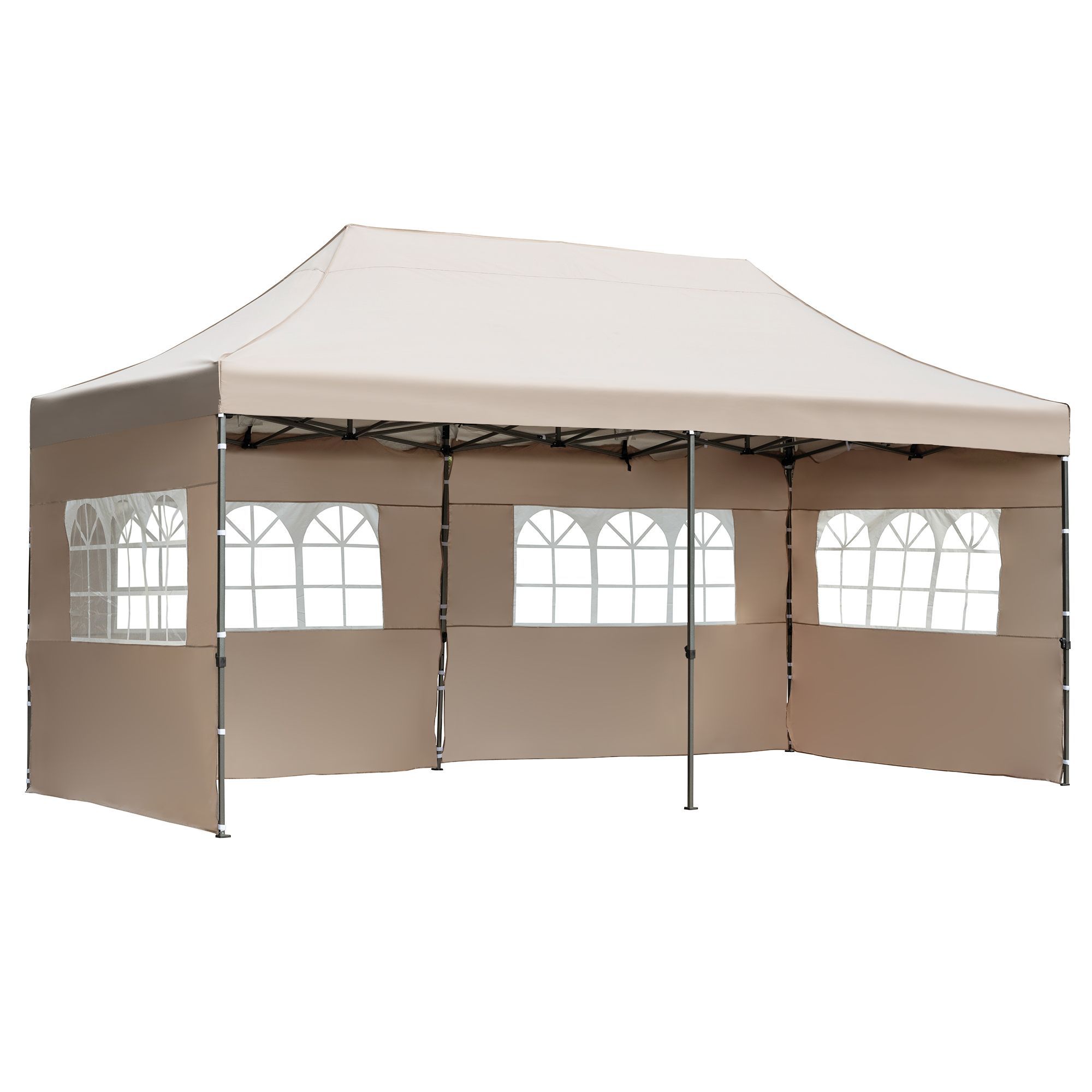 TREXM 10x20 Pop Up Canopy Tent with 6 Sidewalls, Heavy Duty Party Tent, UV and Waterproof Protection, 3 Height Adjustable Outdoor Canopy Tent with Rol Camping & Hiking