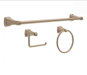 Delta Champagne Bronze Decorative Bathroom Hardware Set Towel Bar, Toilet Paper Holder, Towel Ring Included
