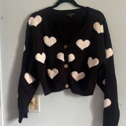 Heart Shaped Button Up Cardigan 