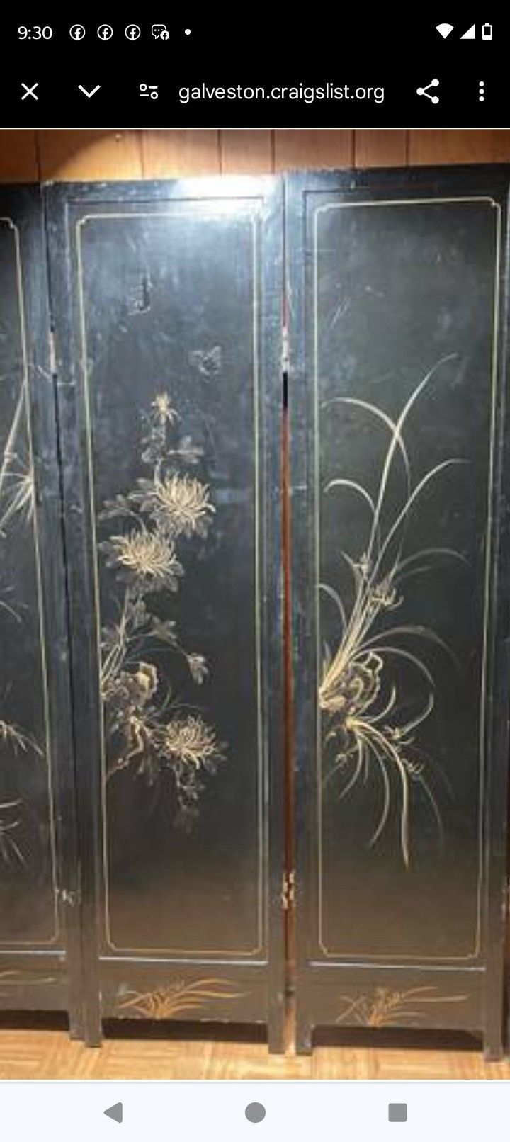 Vintage Asian Wood Room Divider