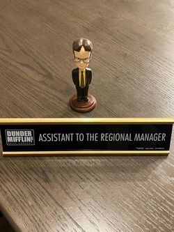 The Office TV show Dwight bobblehead & Desk Plate