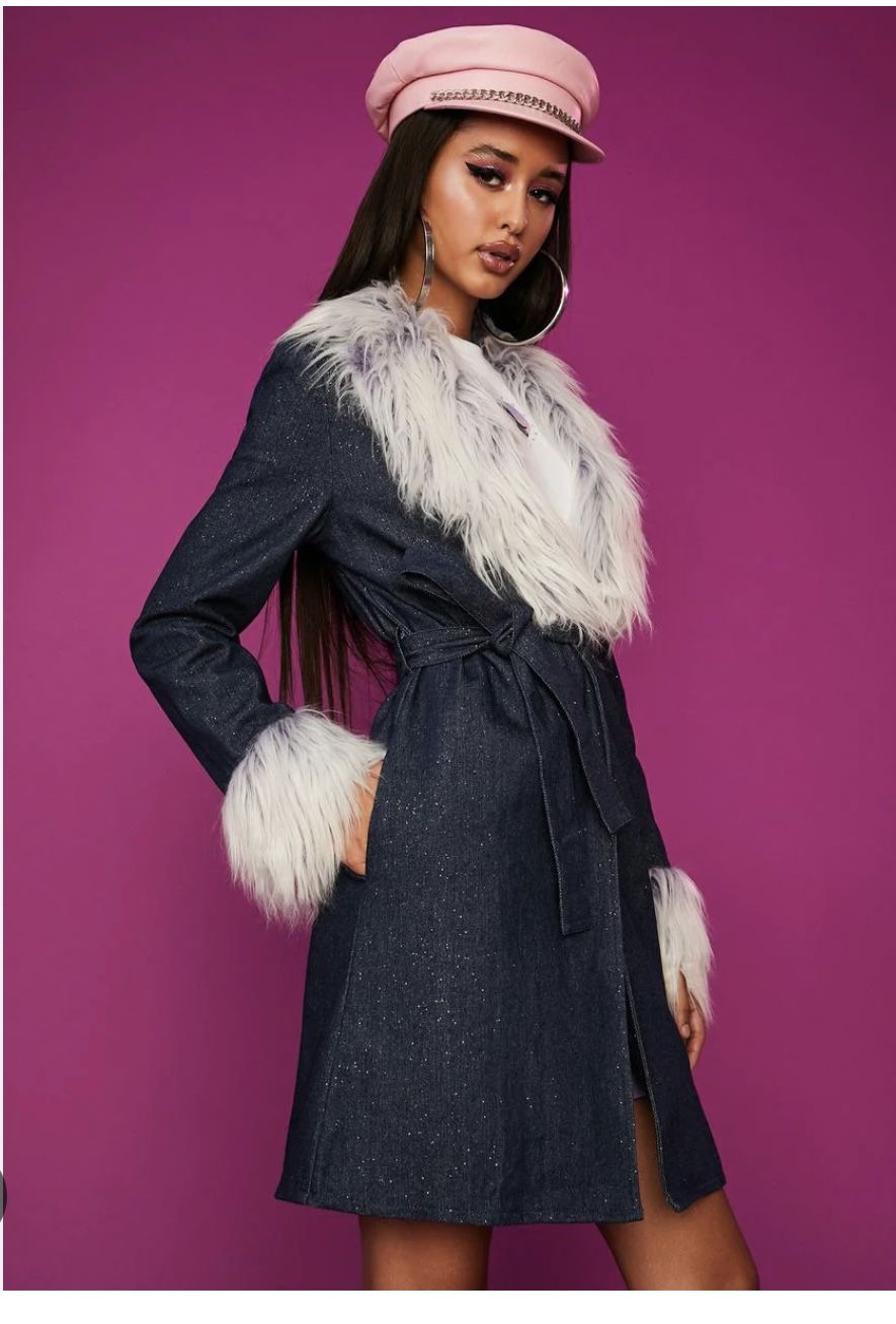 All dressed up sparkle coat Dolls Kill x Bratz Faux fur jacket trench