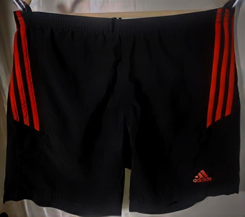Adidas Running Shorts Black /Scarlet Size Medium 3 Striped 🔥