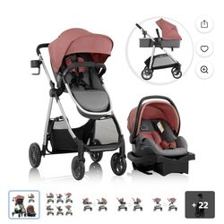 Evenflo Omni Plus Travel System with LiteMax Infant Car Seat, Shasta Pink $175