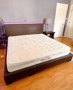King bed frame + mattress