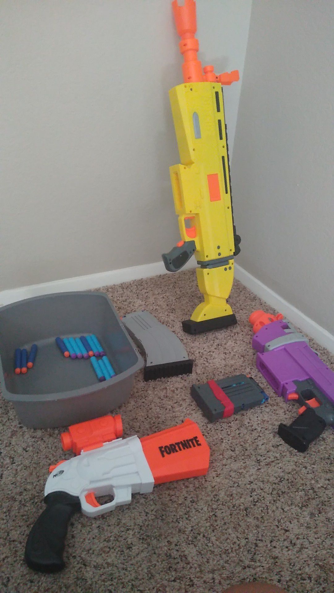 3 Nerf Guns w/ extra bullets $40 batteries included