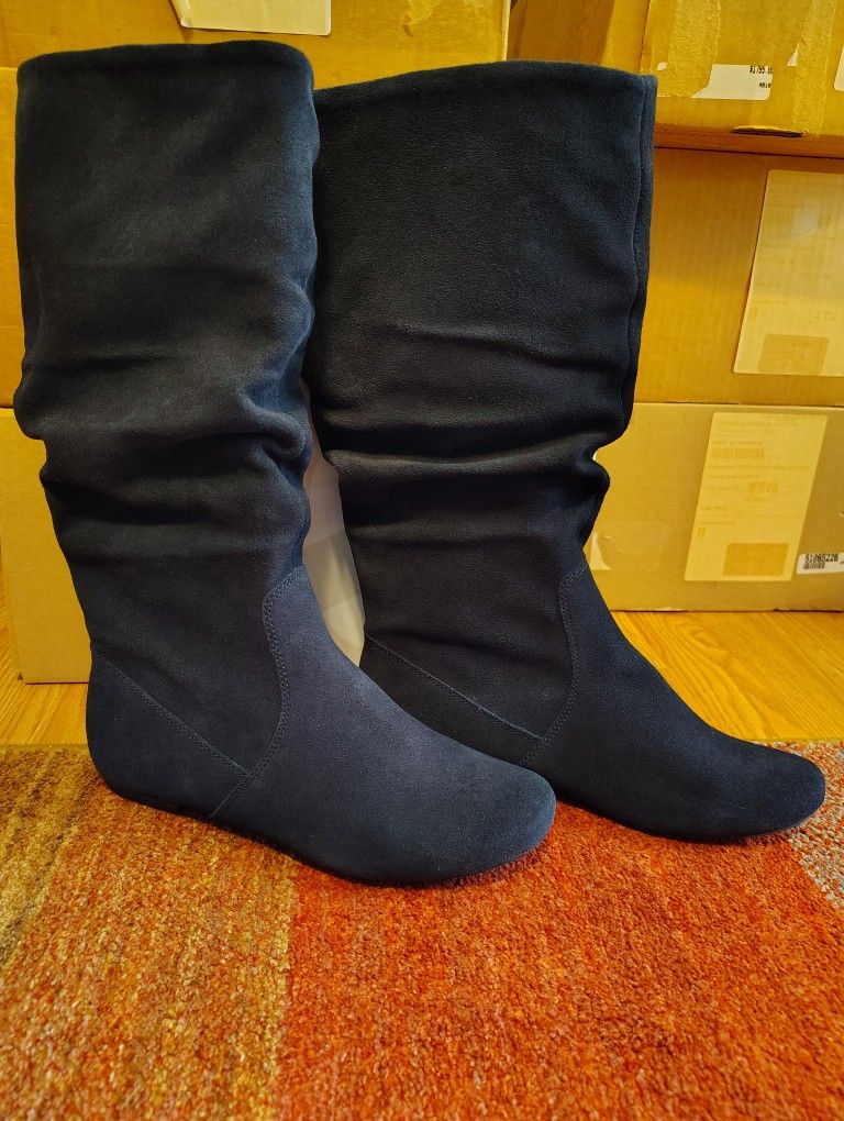 Style & Co. Blue Suede Slouch Boots Size 8M