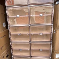 Portable Shoe Storage Cabinet for Closet Entryway, Foldable Shoe Rack Organizer with Magnetic Clear