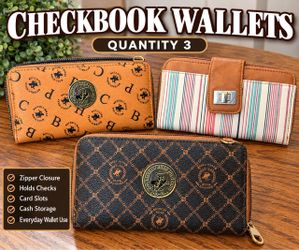 3 Women’s Checkbook Wallets / Clutch Wallets – Beverly Hills Polo Club
