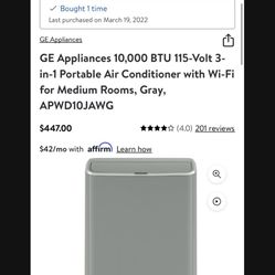 GE Appliances 10,000 BTU 115Volt, 3-in-1 Portable Air Conditioner with WiFi