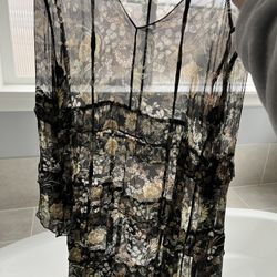 100% silk Floral Black Dress