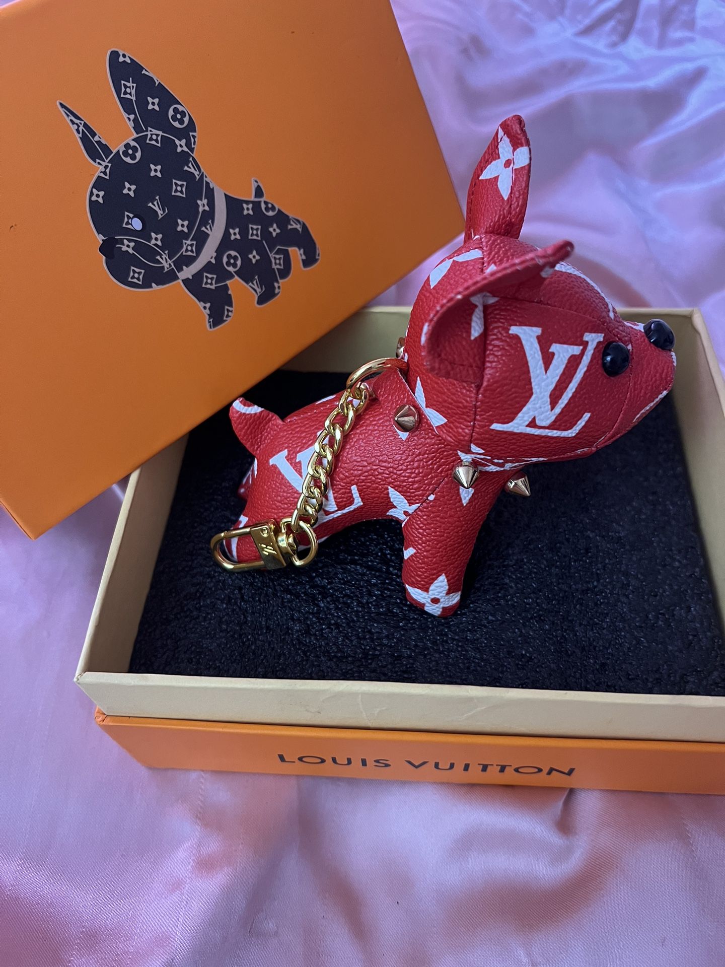 Red lv dog keychain