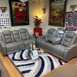Genuine Leather Power Reclining Sofa Or Love Seat
