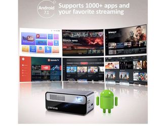 Crenova WiFi Projector with Bluetooth,170 ANSI Lumen Home Projector, Portable Mini DLP Projector 1080p Supported with 7000 mAh Built-in Battery & ±45°